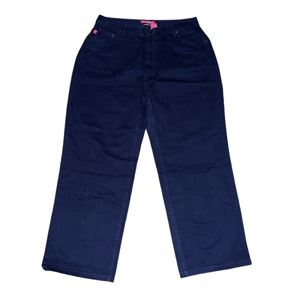 Woman Within NWOT Perfect Relaxed Cotton Jean Sz 12 Wide Petite Navy Blue - Picture 5 of 10